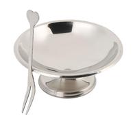 Gsycle Copa de helado de acero inoxidable, tazones de postres de diseño de pie de pie tazas de budín de budín recipiente de dulces con bifurcación para yogurt, helados, pudín (10 cm)