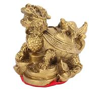Gsycle Estatua de Tortuga dragón latón Feng Shui, Riqueza China, Amuleto la Suerte, Dinero Que atrae a la Tortuga dragón con Monedas Resina Hecha a Mano decoración del hogar Oficina Coche