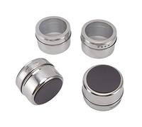 Gsycle Frascos Magnéticos Para Especias, Latas De Especias Magnéticas De Acero Inoxidable, Contenedores De Almacenamiento De Especias Montados En La Pared Con Tapa Transparente Y Agujeros, 4 Uds.