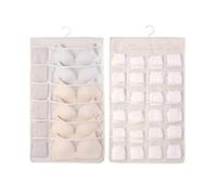 Gsycle Hanging Bra Organizer, Breathable Large Capacity Wall Shelf Wardrobe Storage Bags Cloth Space Saver Closet Hanging Shelves for Bra Socks Underwear Underpants (Beige, Front 12, Back 24)