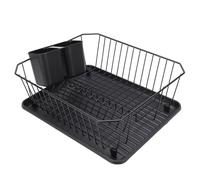 Gsycle Juego de Rejilla para secar Platos, escurridor de Platos, colador de Platos de Hierro con Soporte para Utensilios para encimera de Cocina, cucharas y Tenedores de 12,2x14,17x5,12 (Negra)