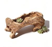 Gsycle Maceta Artificial De Madera Flotante, Resina, Maceta Vintage para Suculentas, Tronco De árbol con Orificio De Drenaje, Contenedor De Flores con Forma De Tronco De árbol para Jardín Doméstico.