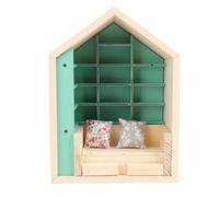 Gsycle Mini estantería para ansiedad, estantería de Madera en Miniatura para Biblioteca, decoración de Oficina, Mini librería con 200 minilibros, decoración de rincón pequeño para
