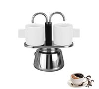 Gsycle Moka Pot, 100 ML De Acero Inoxidable Mini 2 Tazas Moka Pot Cafetera Para Estufa, Cafetera Italiana 2 Tazas Cafeter Acero Inoxidable Cafeter Espresso De Doble Tubo Para Hacer Café