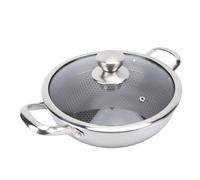 Gsycle Sartén antiadherente, freír profundo, freidora de pollo de sartén de sartén de panal de doble manejo con tapa para gas de cocina de inducción (26 cm)
