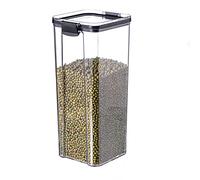 Gsycle Sellado De Contenedor De Almacenamiento De Alimentos, Contenedor De Cereal De Plástico Transparente Cuadrado Soporte De Arroz Dispensador De Harina Para Bocadillos De Productos (1800 ML)