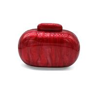 GSYPS - Bolso de noche con forma de concha para mujer, con efecto mármol brillante, para llevar de mano, al hombro o en bandolera, A-Rojo