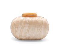 GSYPS - Bolso de noche con forma de concha para mujer, con efecto mármol brillante, para llevar de mano, al hombro o en bandolera, A-champán