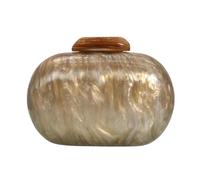 GSYPS - Bolso de noche con forma de concha para mujer, con efecto mármol brillante, para llevar de mano, al hombro o en bandolera, café (A-Coffee)