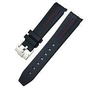 GSZCCZS 18 mm de 19 mm 20 mm 21 mm 22 mm Banda de reloj de goma para Omega SXWatch Seamaster Speedmaster Planet Ocean Tissot Currente de goma de extremo curvado (color: negro Negro, Tamaño: 19 mm)