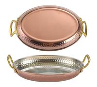 GSZCCZS 6 tamaños sartén ovalado de paella española, software de paella martillada a mano de maceta antiadherente con mango dual para hogares o restaurantes/rosa/20 cm