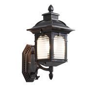 GSZCCZS Accesorios de luz de Pared al Aire Libre, Luces de Porche de la Linterna de la Plataforma E27 Exteriores a Prueba de Agua con Vidrio Rayado, Negro montado para la casa