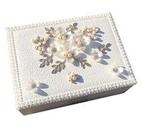 GSZCCZS Almacenamiento de Joyas Creative Pastoral Style Box Box Box de Almacenamiento de Joyas Multililipas de Cuero con Espejo para Mujer Caja de exhibición de joyería