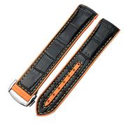 GSZCCZS Banda de reloj de cuero de nylon de goma 20 mm 22 mm 19 mm 21 mm Fit For Seamaster Planet Ocean Diver 300 Naranja Santa de reloj/negro/20 mm