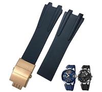 GSZCCZS Banda de reloj de hebilla plegable de acero de goma de 26 mm para accesorios de correa impermeable deportiva marrón negro marrón negro