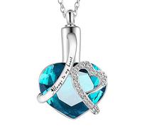 GSZCCZS Birthstone Memorial Urn Necklace Always in My Heart Stainless Steel Heart Pendant Waterproof Cremation Jewelry