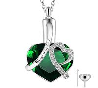 GSZCCZS Birthstone Memorial Urn Necklace Always in My Heart Stainless Steel Heart Pendant Waterproof Cremation Jewelry