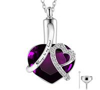 GSZCCZS Birthstone Memorial Urn Necklace Always in My Heart Stainless Steel Heart Pendant Waterproof Cremation Jewelry