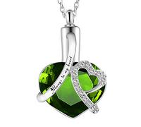GSZCCZS Birthstone Memorial Urn Necklace Always in My Heart Stainless Steel Heart Pendant Waterproof Cremation Jewelry