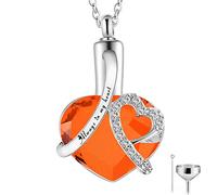 GSZCCZS Birthstone Memorial Urn Necklace Always in My Heart Stainless Steel Heart Pendant Waterproof Cremation Jewelry