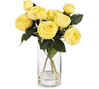 GSZCCZS Bouquet de Flores secas exóticas 9 Cabezas de Flores de Rosas Artificiales, Hermosas Flores de Rosas para los centros de Mesa de decoración de Mesa (champán)