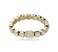 GSZCCZS Bracelet de tenis de bagueta de oro blanco de 18k, diseño geométrico de 10 mm, regalo de joyería de moda de 8 pulgadas para todos