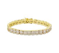 GSZCCZS Bracelet de tenis de bagueta de oro blanco de 18k, diseño geométrico de 10 mm, regalo de joyería de moda de 8 pulgadas para todos