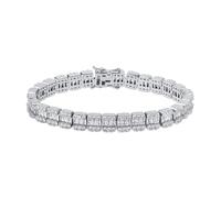 GSZCCZS Bracelet de tenis de bagueta de oro blanco de 18k, diseño geométrico de 10 mm, regalo de joyería de moda de 8 pulgadas para todos
