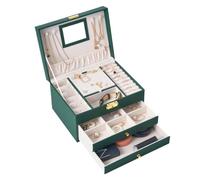 GSZCCZS Caja de Almacenamiento de Joyas Caja de Almacenamiento de Joyas de Cuero de Tres Capas Caja de joyería Multifuncional para Pendientes Caja de Almacenamiento de Anillos Retro Caja de joyería