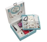GSZCCZS Caja de Almacenamiento de Joyas Caja de Almacenamiento de Joyas de Estilo Lujoso y Ligero Simple Caja de joyería para Mujer con Lazo Caja de joyería de Cuero de Tres Capas Almacenamiento de