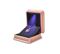 GSZCCZS Caja de Anillo de luz LED de Boda Compromiso de la Pintura de Piano de Lujo Gotación de Joyas de Joyas de Joyas de Regalo Cajas (Color: tamaño Rosa: 7 * 7 * 5cm) (Rosa 7.2 * 8.4 * 3.8cm)