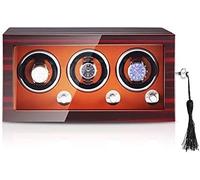 GSZCCZS Caja de bobinadores de Reloj de Madera de Pintura de Piano de Reloj mecánica, Roating automático y Motor silencioso, Caja de Almacenamiento de 3 Relojes, Llave y Llave