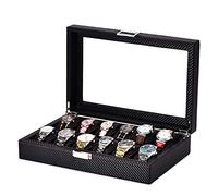 GSZCCZS Caja de Reloj Caja de Reloj de 12 bits Spot All Black Caja de Reloj de Cuero PU de 12 bits Caja de Reloj Joyero para Hombres y Mujeres