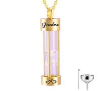 GSZCCZS Colgante de acero inoxidable con forma de reloj de arena atemporal, urna de cremación, soporte para cenizas, joyería conmemorativa, A