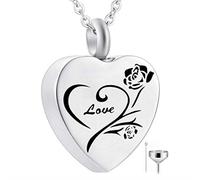 GSZCCZS Collar con colgante de urna de plata de ley grabada para cenizas, recuerdo, rosa, A