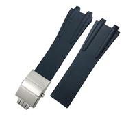 GSZCCZS Correa de Reloj de Goma de Silicona de 26mm para Atenas Ulysse Nardin, Correas de Reloj Deportivas Impermeables en Azul y Negro, Accesorios de Reloj con Hebilla Plegable