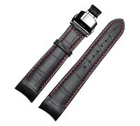 GSZCCZS Curved End Men Correas de banda para vigilancia para BL9002-37 05A BT0001-12E 01A Matretería de cuero genuino con hebilla de mariposa 20 21 22 mm (Color: Blackxsilver cierre, tamaño: 21 mm)