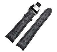 GSZCCZS Curved End Men Correas de banda para vigilancia para BL9002-37 05A BT0001-12E 01A Matretería de cuero genuino con hebilla de mariposa 20 21 22 mm (Color: Blackxsilver cierre, tamaño: 21 mm)