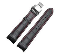GSZCCZS Curved End Men Correas de banda para vigilancia para BL9002-37 05A BT0001-12E 01A Matretería de cuero genuino con hebilla de mariposa 20 21 22 mm (Color: Blackxsilver cierre, tamaño: 21 mm)