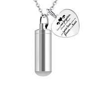 GSZCCZS Forever in My Heart - Collar de urna de acero inoxidable para cenizas, colgante de cremación, collar cilíndrico para cenizas, joyería conmemorativa, A
