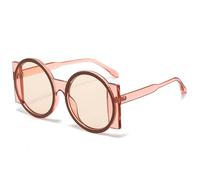 GSZCCZS Gafas de sol redondas de gran tamaño para mujer, con contraste de color, UV400, retro, únicos, para hombres, a la moda, degradados, Champán rosa, Talla única