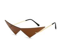 GSZCCZS Gafas de sol triangulares de gran tamaño de una pieza para mujer, vintage, sin montura transparente, lentes de océano, a la moda, para hombre, Té dorado, Talla única