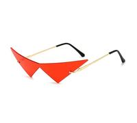 GSZCCZS Gafas de sol triangulares de gran tamaño de una pieza para mujer, vintage, sin montura transparente, lentes de océano, a la moda, para hombre, Rojo dorado, Talla única