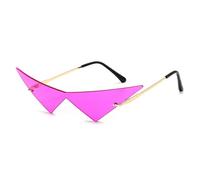 GSZCCZS Gafas de sol triangulares de gran tamaño de una pieza para mujer, vintage, sin montura transparente, lentes de océano, a la moda, para hombre, Morado dorado, Talla única