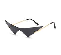GSZCCZS Gafas de sol triangulares de gran tamaño de una pieza para mujer, vintage, sin montura transparente, lentes de océano, a la moda, para hombre, Gris dorado, Talla única