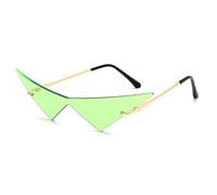 GSZCCZS Gafas de sol triangulares de gran tamaño de una pieza para mujer, vintage, sin montura transparente, lentes de océano, a la moda, para hombre, Verde dorado, Talla única