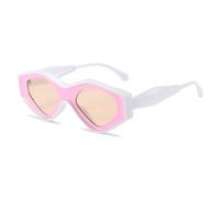 GSZCCZS Gafas de sol vintage de polígono para mujer, a la moda, coloridas, de doble color, para hombre, con tonos irregulares, UV400, C6whitepink, Talla única
