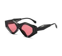 GSZCCZS Gafas de sol vintage de polígono para mujer, a la moda, coloridas, de doble color, para hombre, con tonos irregulares, UV400, C3negro-rosa, Talla única