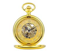 GSZCCZS Golden Sliver Smooth Smooth Mechanical Pocket Ratch Cadena Mano Bobina de Bolsillo Hollow Pocket Watch para Hombres Mujeres