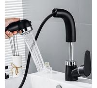 GSZCCZS Grifo de baño con rociador extraíble Latón Agua fría y Caliente Boquilla de Modo Dual Grifos de Lavabo multifunción-Blanco (Nero)